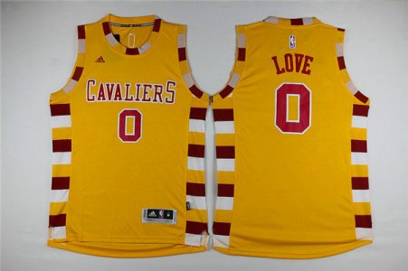 Maillot De Basket Cleveland Cavaliers Kevin Love 0 Tissus Sportif Fans Edition Jaune Lace